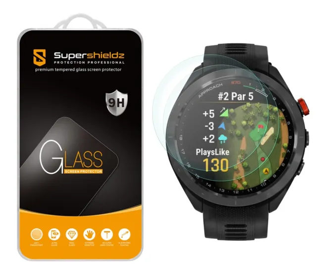 2X Supershieldz Tempered Glass Screen Protector for Garmin Approach S70 (47mm)