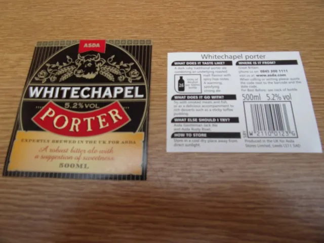 Shepherd Neame Brewery, Kent, Beer Labels Whitechapel Porter (Asda) + Neck Label