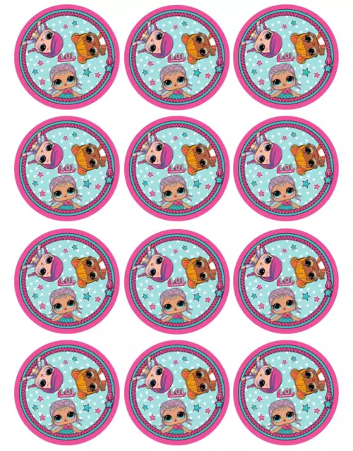 12 x LOL Surprise Dolls Edible Cupcake Toppers Image Birthday Party Decorations