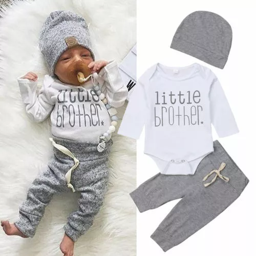 Newborn Infant Baby Boy Little Brother's Romper Pants Trousers Outfit Clothes