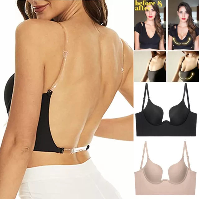 Silicone Strapless Push Up Bra Backless Self Adhesive Invisible Lace Stick  On UK