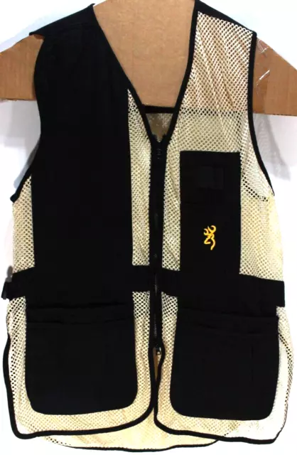 Browning Vest Mens Size Large Cream Black Trapper Creek Mesh Shooting Hunting