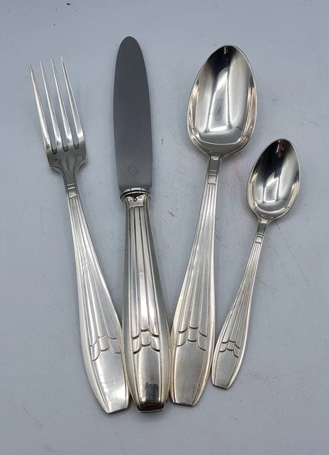 Ensemble de 4 couverts - Métal argenté - Ercuis - Argental - Art Déco