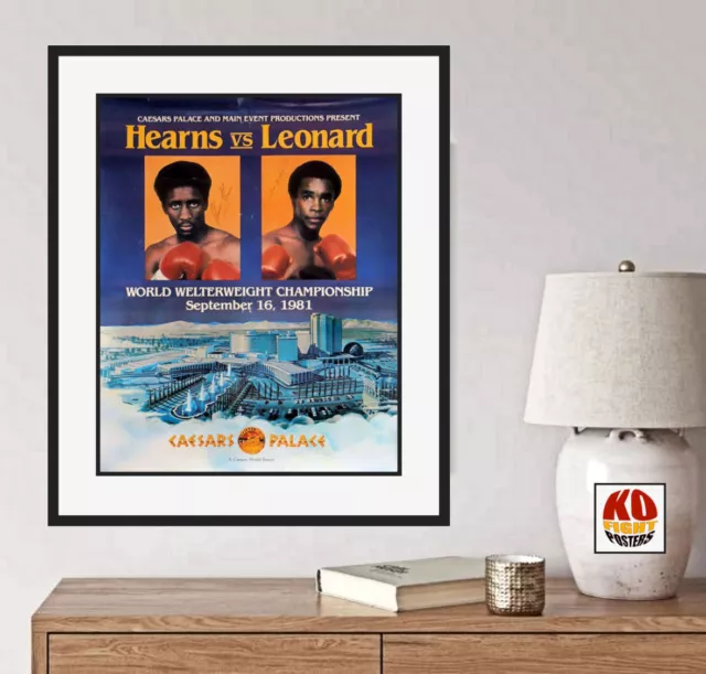 SUGAR RAY LEONARD vs. THOMAS HEARNS (1) : Original Onsite Boxing Poster VIP HEAR