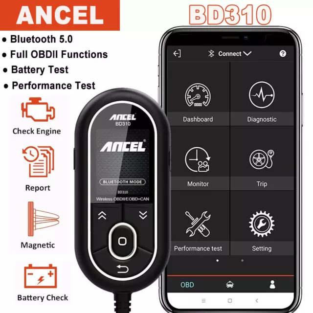 ANCEL BD310 OBD2 Scanner Bluetooth for Android & iPhone Car Diagnostic Scan Tool