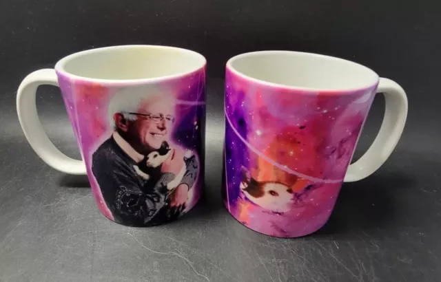 2 Bernie Sanders Space Cat Democrats President Political Coffee Mugs