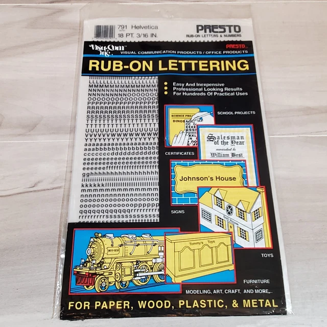 Cartas Artesanales Presto Frotadas y Número 791 Helvetica Nuevo Póster de Proyecto Escolar ++