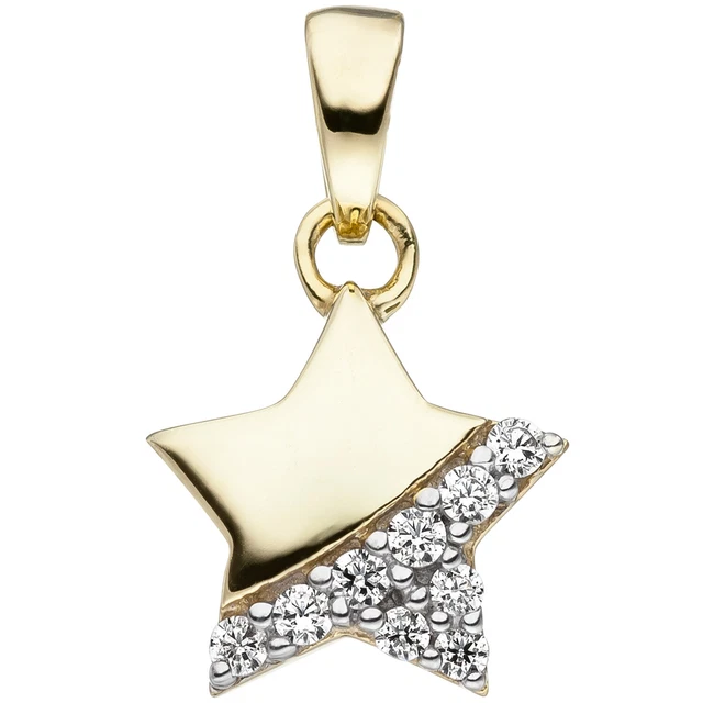 JOBO  "48678" Kinder Anhänger Stern 375 Gold Gelbgold 9 Zirkonia Kinderanhänger