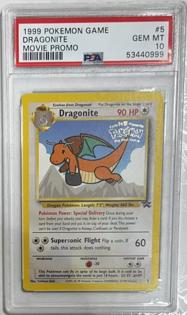 1999 Dragonite Wizards Black Star Promo Card Pokemon 1st Movie PSA 10 GEM MT