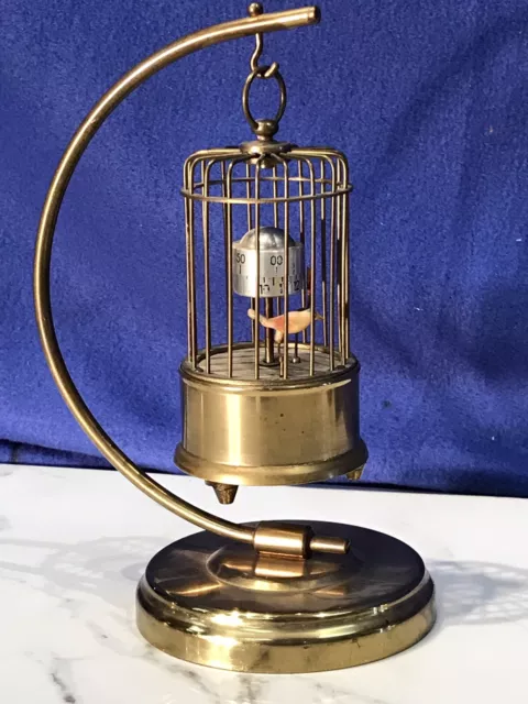 Vintage Germany J.Kaiser,Brass Bird Cage ,Alarm Clock,mechanical Key Wound