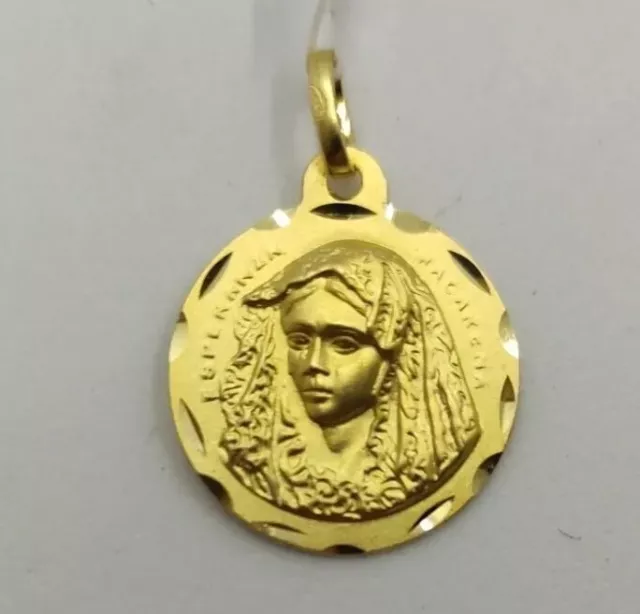 Pendentif Or 18 K 750 Mls. Médaille Vierge Macarena Et Christ Grande Poder. 18 X