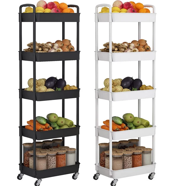 5 TIER ROLLING Storage Utility Cart with Lockable Wheels Kitchen