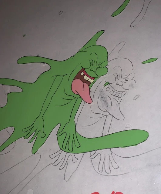 Slimer Exploding REAL GHOSTBUSTERS CARTOON Animation Cel & Hand Drawn Sketch SLIMER ...