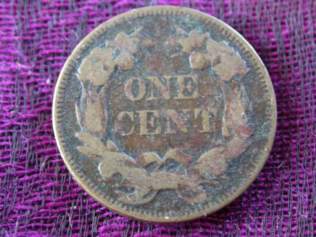 1857 US Flying Eagle One Cent 1c Nice Details Old Historical Coin - SEE PICS 2