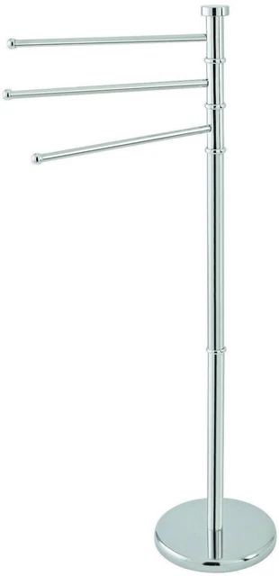Piantana Portasciugamani In Acciaio Inox - 3 Bracci Orientabili, Base Stabile, 87cm