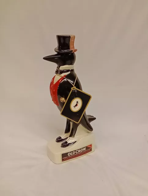 Vintage Old Crow Figural Porcelain Kentucky Bourbon Whiskey Decanter 13" Bottle