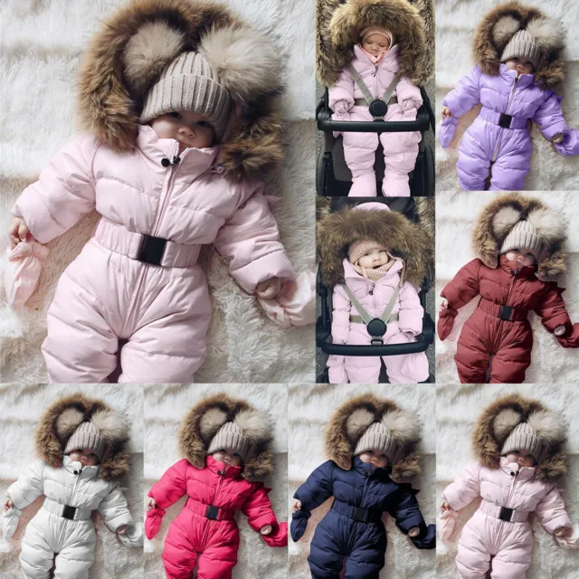 Winter Infant Baby Boy Girl Romper Jacket Hooded Jumpsuit Warm Coat Outfit