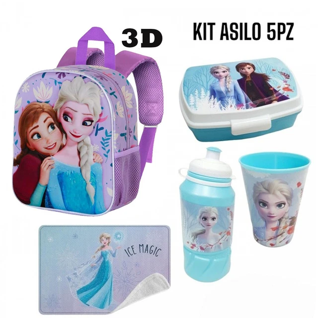 SET SCUOLA ASILO Frozen Disney Pezzi –Zaino 3D Borraccia