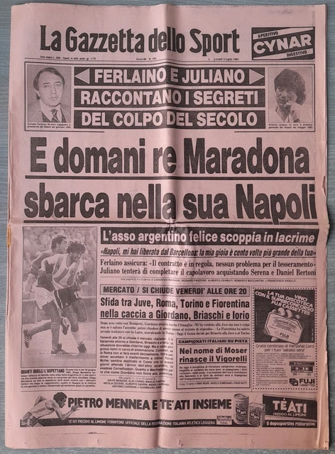 GAZZETTA DELLO SPORT 3 LUGLIO 1990 ITALIA 90 ARGENTINA MARADONA DE TOMASO VIALLI