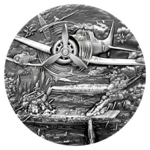 2021 Niue $5 - Sea Battles: The Battle of Midway - 2oz Antiqued Silver