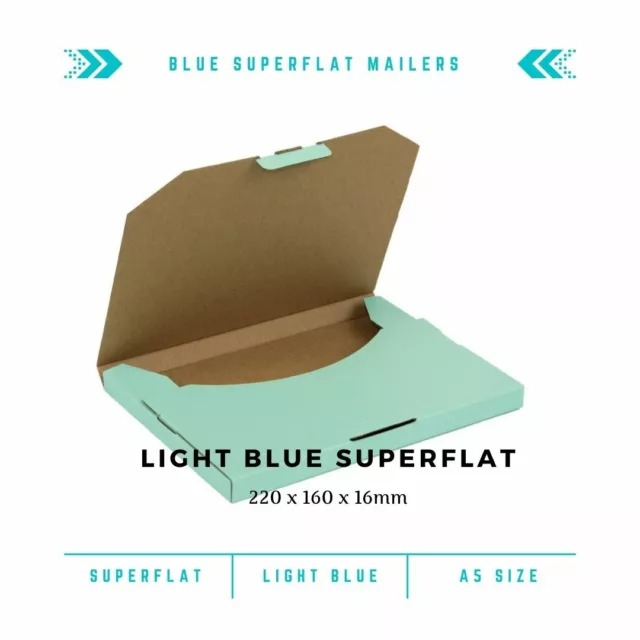 Mailing Box 220 x 160 x 16mm C5 Superflat Mint Blue Rigid Mailer Envelope B349