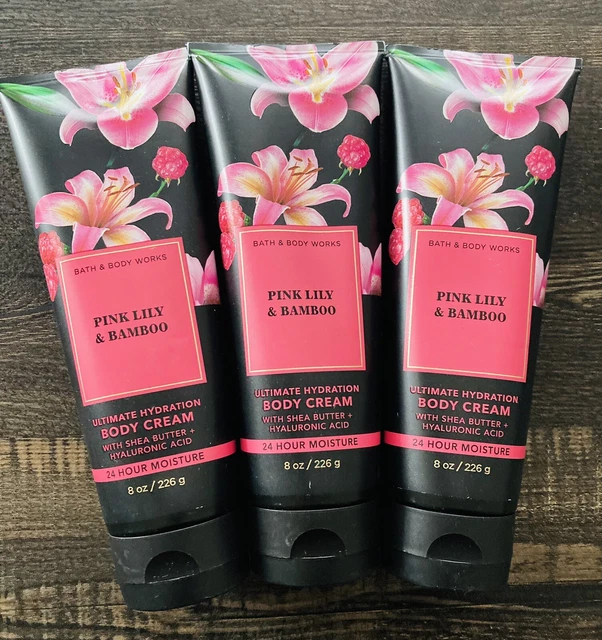3 Bath & Body Works Pink Lily & Bamboo Ultimate Hydration Body Cream 8 Oz