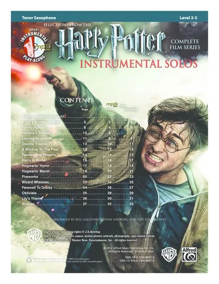 Harry Potter-Solos Instrumentaux-Saxophone Ténor-Livre De Musique/Film Cd Saxophone Tout Neuf 2