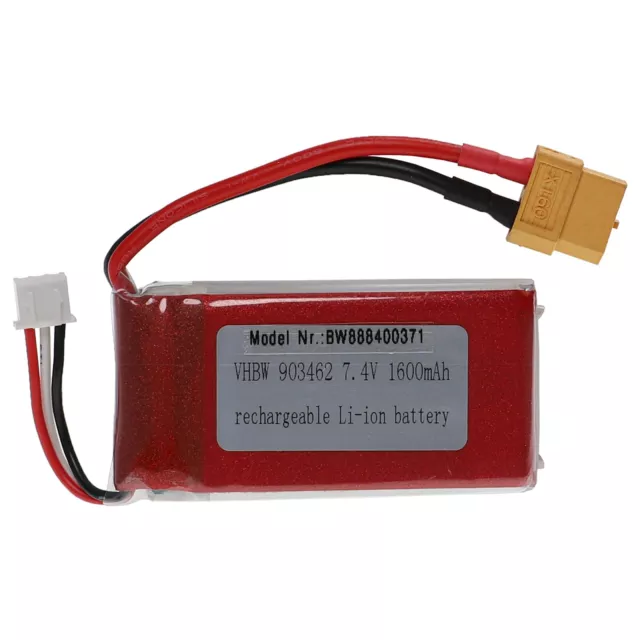 Modellbau Akku 1600mAh 7.4V (XT60-Stecker) für Hubschrauber, RC-Cars