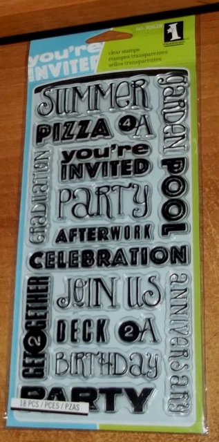 CLEAR ACRYLIC INKADINKADO STAMPS YEAR AROUND FESTIVITIES ~ Join Us wks CTMH blk