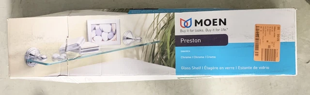Preston 19 in. W Glass Bath Shelf in Chrome by MOEN