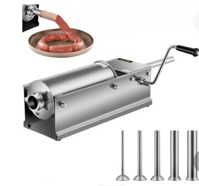 VEVOR Manual Sausage Stuffer 5L Horizontal 2 Speeds Meat Press Stainless Steel
