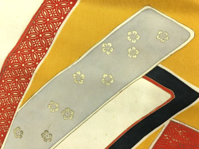 6539490: Japanese Kimono / Antique Nagoya Obi / Shioze / Tanzaku Pattern