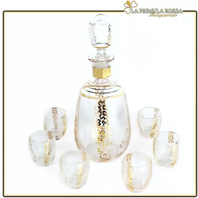 Servizio di Bicchieri da per liquore vintage in vetro e oro bicchierini rosolio
