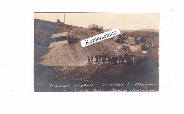 AK Eisenbahnunglück im Brohltal bei Oberzissen am 31. 10. 1907. Fotokarte