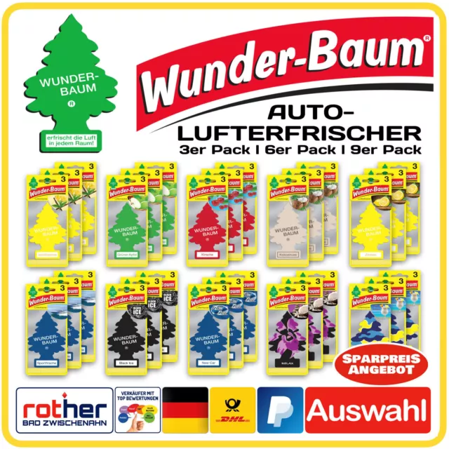 WUNDER-BAUM Auto Lufterfrischer wahlweise im 3er / 6er oder 9er SparPack AUSWAHL