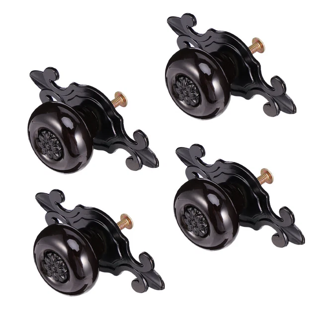 4 Pcs Closet Handles Ceramic Handle Black Indoor Door Knobs Household 2