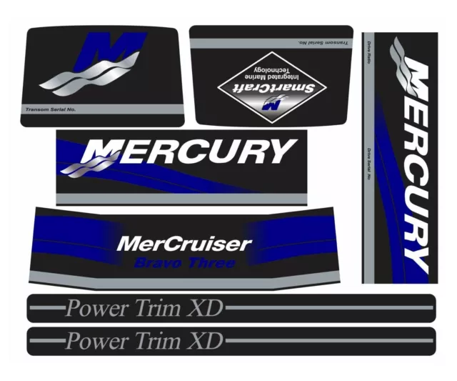 2016 Mercruiser Bravo Three Blue Decals Kit Blue Rams Sticker Set |65