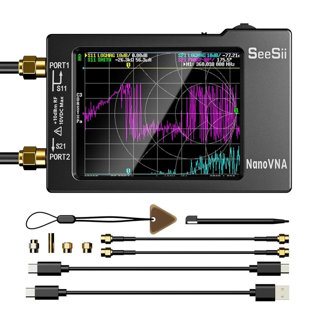 NANOVNA-H VECTOR NETWORK Analyzer Upgraded HW3.6 10KHz-1.5GHz MF HF VHF ...