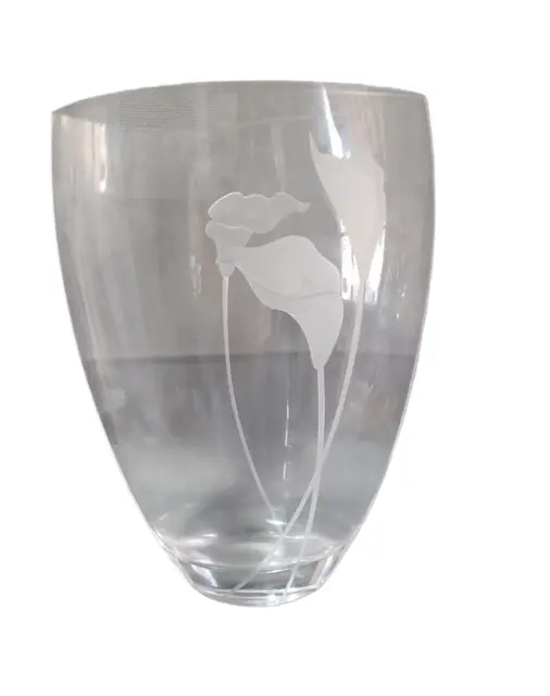 Mikasa Etched Crystal Ellipse Calla Lily oval Vase 12'' High