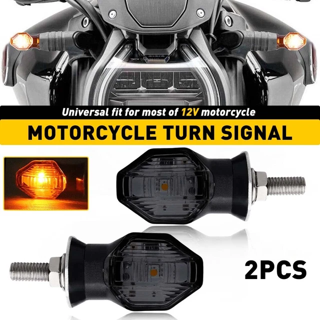 LED Motorcycle Mini Turn Signal Indicator Amber Blinker Light For Honda Kawasaki