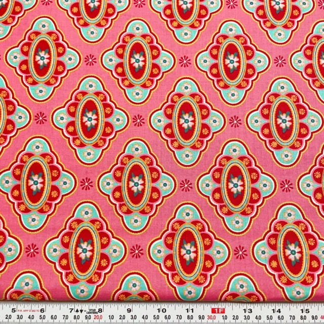 Domestic Bliss by Liz Scott for Moda Pink Cotton Fabric by the HALF YARD