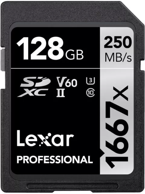 Lexar Professional 1667x SD Card 128GB, SDXC UHS-II Memory Card, Up To 250MB/s