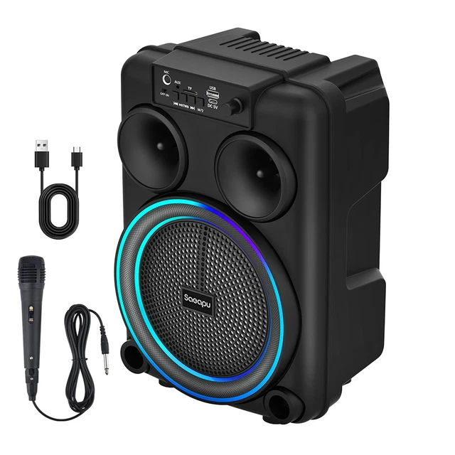 thumbnail image 2 of 1000W Portable Bluetooth Speaker With Karaoke, FM Radio, And LED Lights - Includes Mic 2 of 4