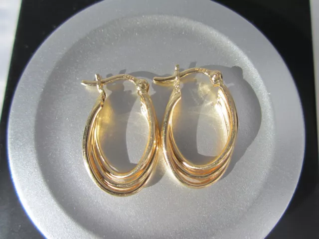 Beautiful Original Vintage Estate Fully Hallmarked Solid 14K Gold Hoop Earrings