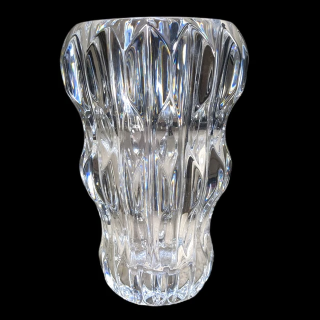 Antique Fluted Crystal Vase Gorgeous Large 10" x 6"