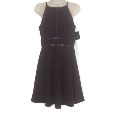 Stitch Fix Fortune+Ivy Croft Open Crochet Detail Dress in Dark Purple SZ 2 NWT