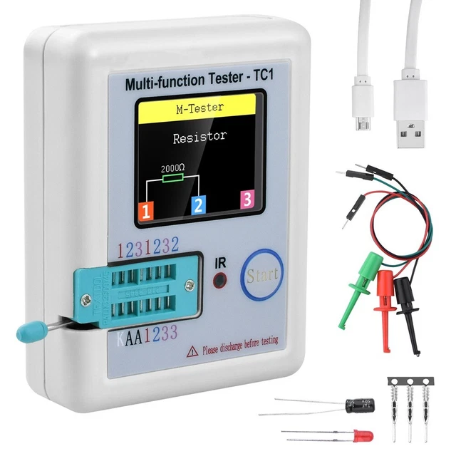 Tester Transistor Multifunzione LCR-TC1 - Portatile Con Display TFT A Colori, Batteria Incorporata