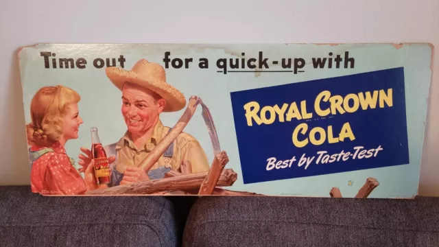 1940's RC Cola Royal Crown Cola cardboard bus/trolley sign. Best by Taste Test!
