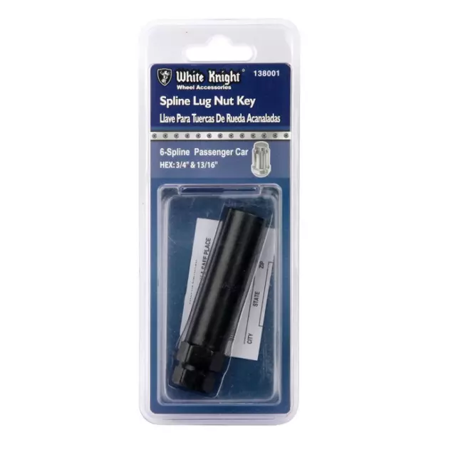 White Knight 138001- 6-Spline Lug Nut Key Adapter NEW