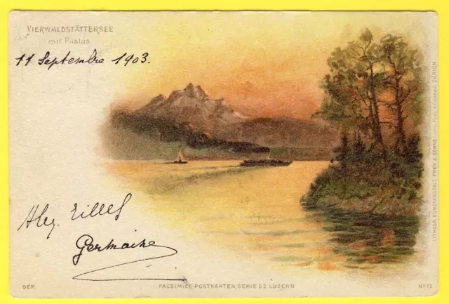 cpa SUISSE SCHWEIZ Lithographie VIERWALDSTÄTTERSEE Mit Pilatus